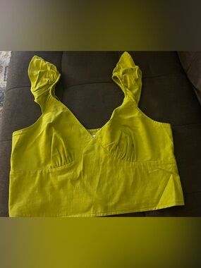 a new day Lime Green Ruffled Strap Crop Camisole
